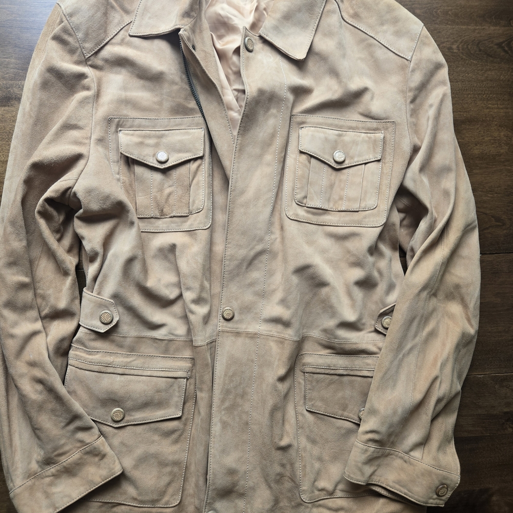 Vintage Spanish Sheepskin Leather Jacket Camel Tan Size XL
